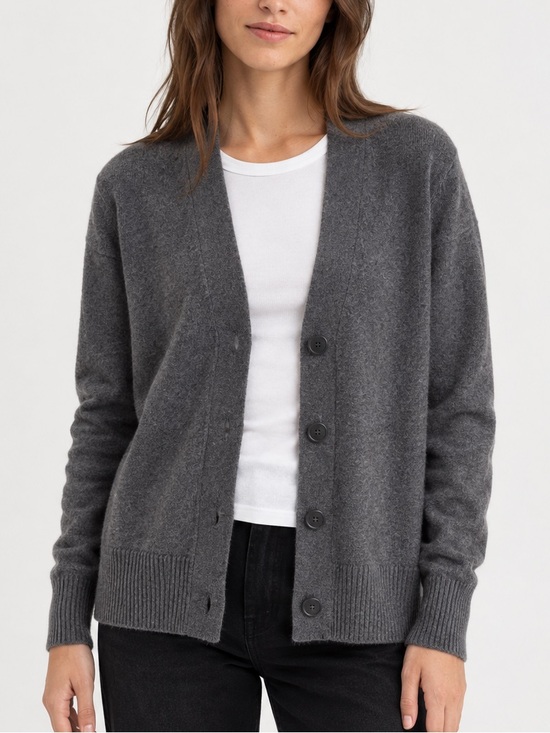 Equipment Sweaters - Equipment Boyfriend Cashmere Cardigan Sweater in Charcoal Grey